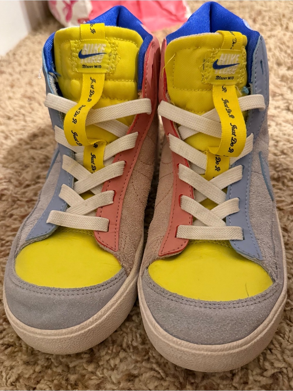 Nike Kids Mid-Top Sneakers in Yellow, Pink, Blue